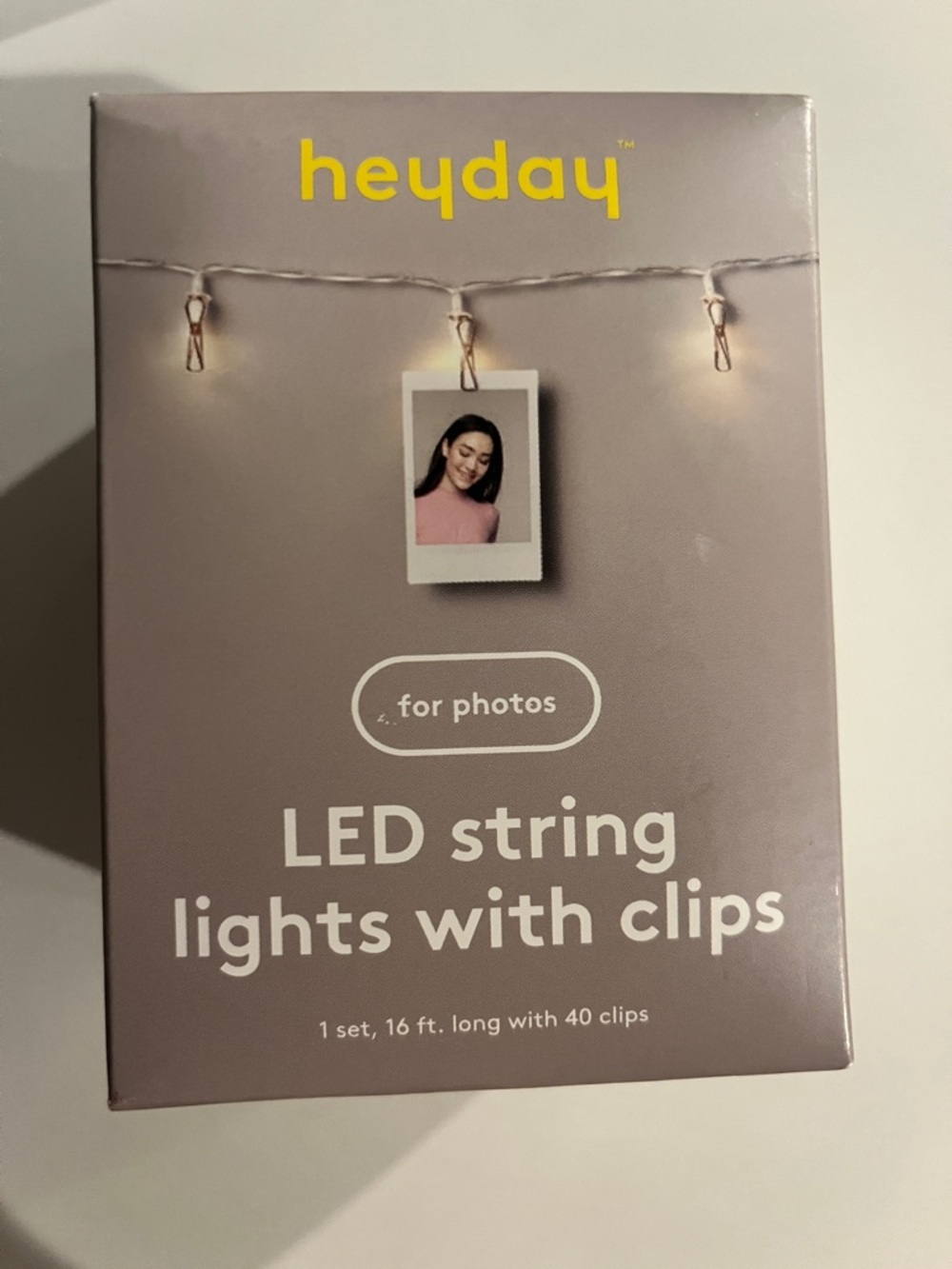 heyday LED String Lights with Clips - Taupe and Yellow